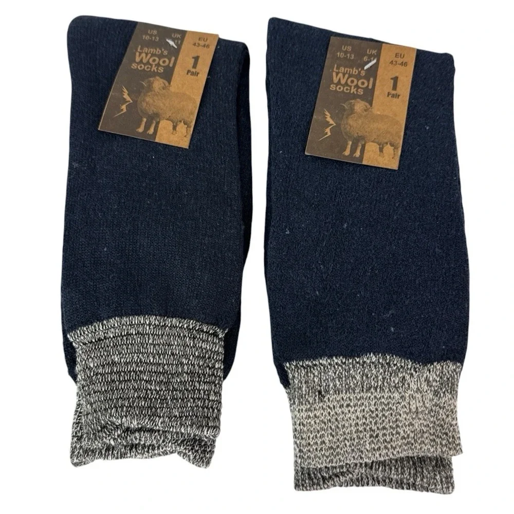 Lamb's Wool Blend Socks NEW Men's US 10-13 Lot of 2 Gray Blue Calf Length 1398